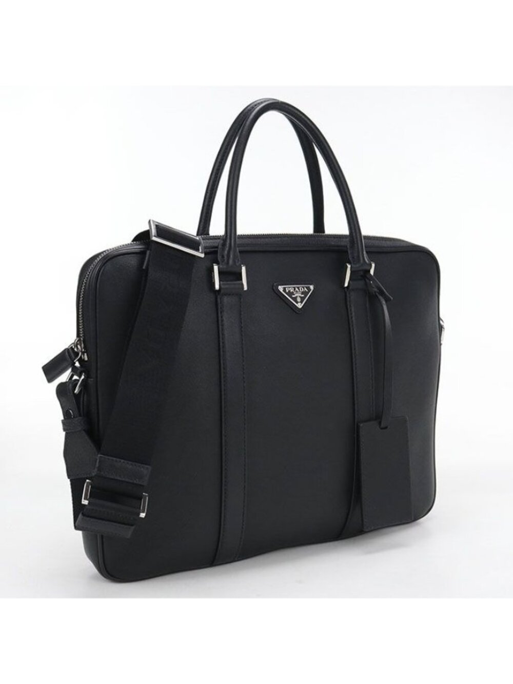Prada Briefcase Leather Business Bags Black